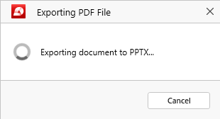 PDF Extra: PDF to PPTX export in progress